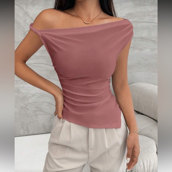 Elegant Off-Shoulder Dusty Pink - Picture 6 of 6